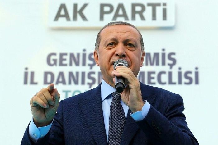 Turkish President Recep Tayyip Erdogan addresses supporters during a rally of his Justice and Development Party (AKP) in Denizli, on August 19, 2017