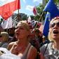 Demonstrators protest against judicial reforms in Warsaw on July 16, 2017