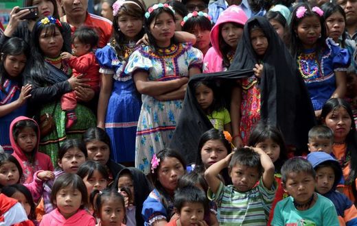 Colombian Embera indigenous women and children who were displaced by the armed conflict and resettled in Bogota