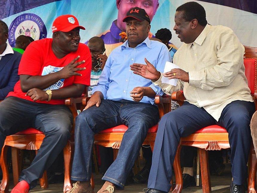 File image of Kakamega senator Cleophas Malala, his Baringo counterpart Gideon Moi and ANC leader Musalia Mudavadi