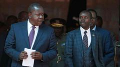 Interior CS Fred Matiang'i and ICT CS Joe Mucheru. Government takes action after M-Pesa outage