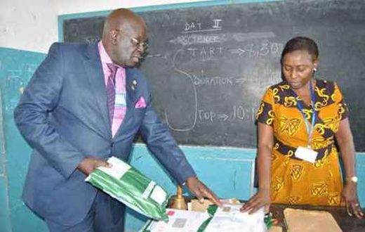 Professor George Magoha oversees the opening of exam papers