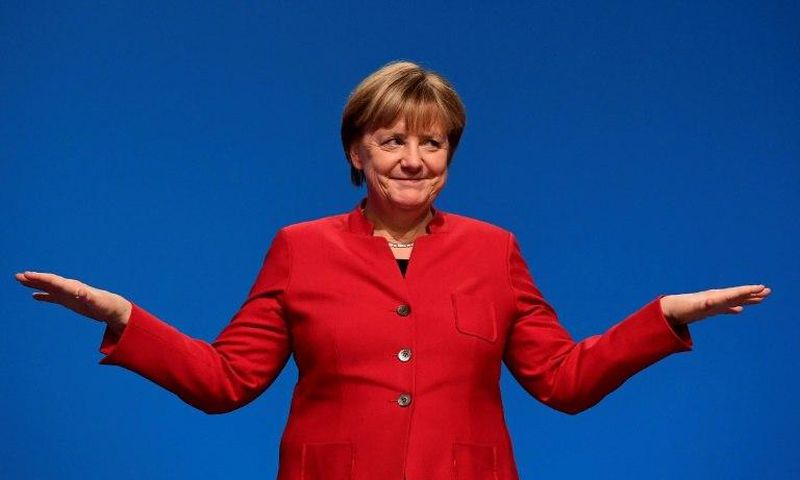 German Chancellor Angela Merkel has previously campaigned on the strong-leader theme with the slogan "Germany in good hands"