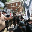 White nationalists, neo-Nazis and members of the 'alt-right' exchange insluts with counter-protesters in Charlottesville, Virginia, on August 12, 2017