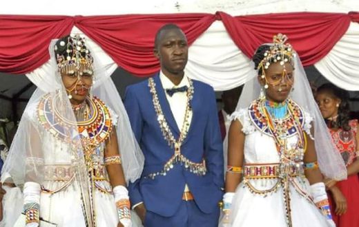 Kajiado's Tom Mako with his two wives Elizabeth and Joyce. They have said they have conditions before they can allow their husband a third wife