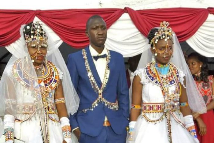 Kajiado's Tom Mako with his two wives Elizabeth and Joyce. They have said they have conditions before they can allow their husband a third wife