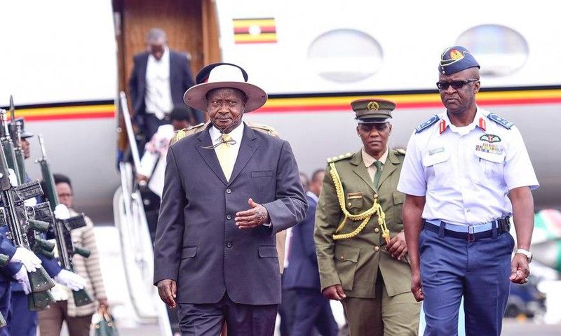 President Museveni arrives in Kenya for the Blue Economy Conference