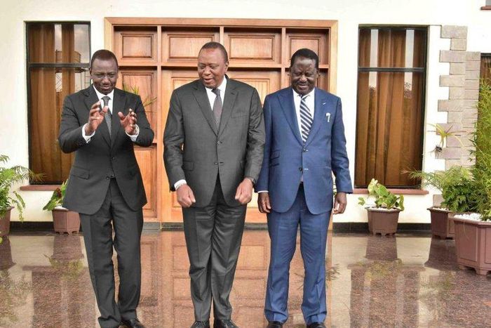 DP Ruto with President Uhuru Kenyatta and Raila Odinga