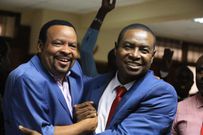 Embakasi South MP Julius Mawathe celebrating after High Court ruling