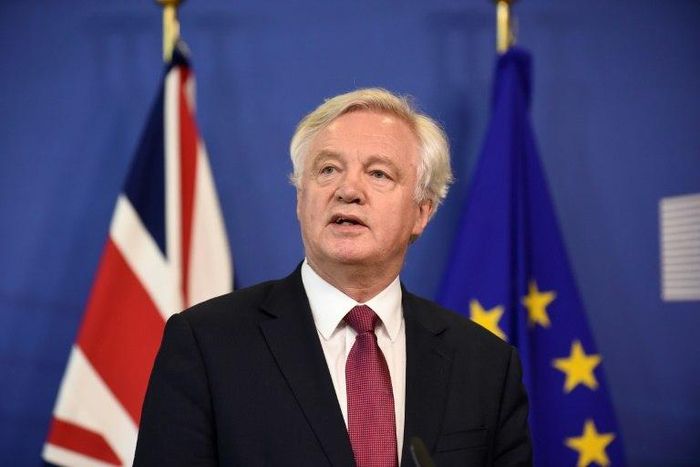 Britain's Brexit minister David Davis addresses a press conference at the European Commission in Brussels on June 19, 2017
