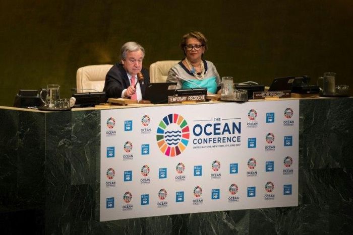 United Nations Secretary General Antonio Guterres says saving the oceans is "preserving life itself," as he opens the first global UN ocean conference