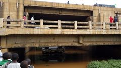 Matatu plunges into a ditch along Thika Road wide view