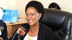 TSC CEO Nancy Macharia addressing the media