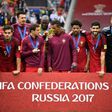 Portugal's players pose with their bronze medals after beating Mexico during a third-place play-off at the Confederations Cup in Moscow, on July 2, 2017