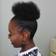 Super easy way to style your short natural hair into a puff bun -Adanna-madueke
