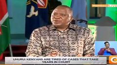 President Kenyatta addressing the media from Mombasa