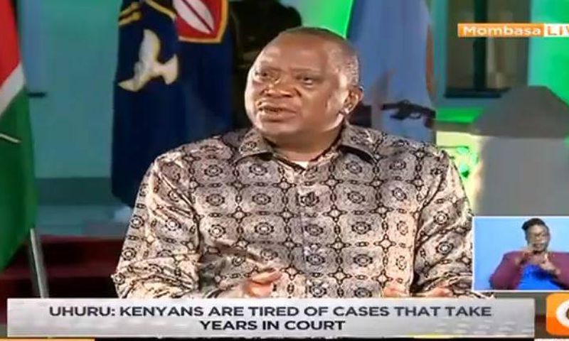 President Kenyatta addressing the media from Mombasa