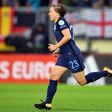 England's forward Fran Kirby celebrates after scoring a goal on July 23, 2017