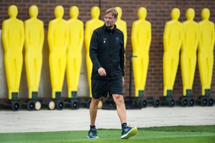 Liverpool's German manager Jurgen Klopp attends a team training session at their Melwood complex in Liverpool