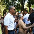 Former US president Barack Obama visits Tirtha Empul temple at Tampaksiring Village in Gianyar on the Indonesian resort island of Bali on June 27, 2017