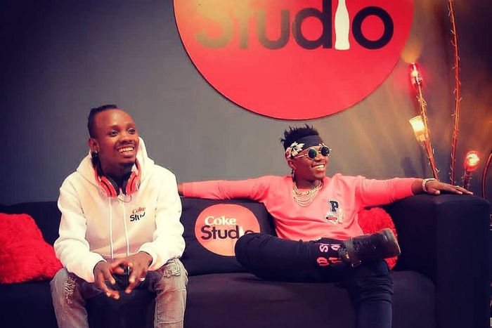  Producer Lizer with Rayvanny at Coke Studio Africa. Diamond’s reaction after his WCB producer Lizer joins Coke Studio