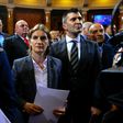 Ana Brnabic (C), pictured attended a swearing-in ceremony at the Serbian Parliament on August 11, 2016, becomes the first gay premier in the Balkans