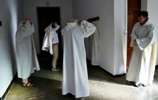 Members of the Chemin Neuf Community prepare for prayers at the Tibhirine monastery, about 80 kilometres (50 miles) away from Algiers