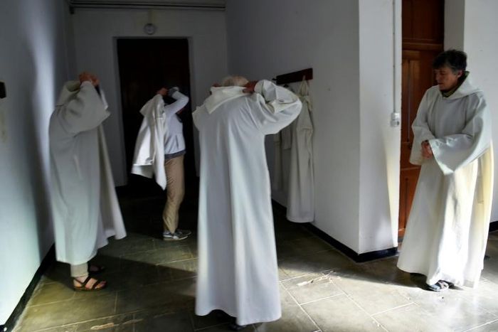 Members of the Chemin Neuf Community prepare for prayers at the Tibhirine monastery, about 80 kilometres (50 miles) away from Algiers