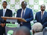 IEBC chairman Wafula Chebukati with Commissioners Abdi Guliye and Boya Molu