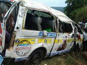 14-seater matatu dramatically overturns along Thika super highway(Photos)