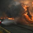 Firefighter tackle a wildfire close to the village of Pucarica in Abrantes on August 10, 2017