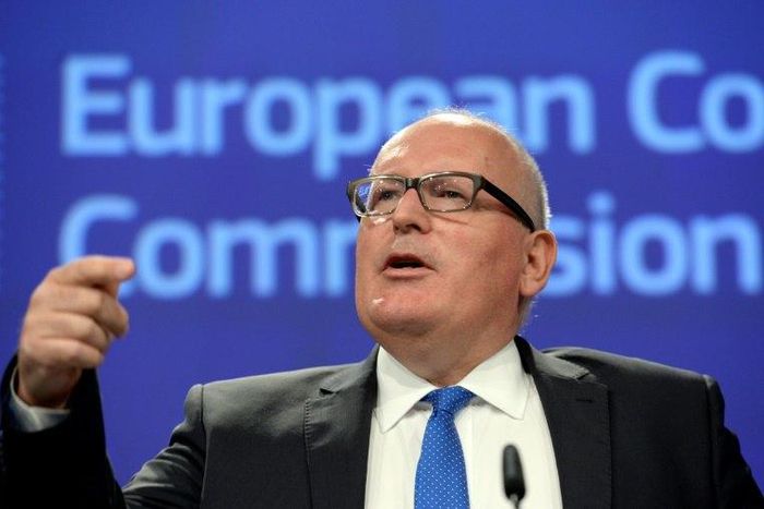 First Vice-President of the European Union Commission Frans Timmermans talks to the media about the situation in Poland at the European Union Commission headquarters in Brussels on July 19, 2017
