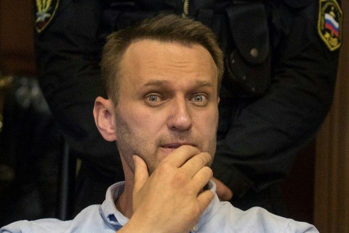 Russian jailed opposition leader Alexei Navalny attends a court hearing in Moscow on June 16, 2017