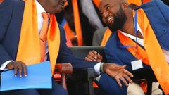 Opposition leader Raila Odinga with Mombasa Governor Hassan Joho