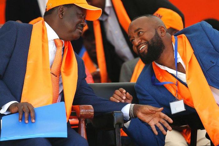 Opposition leader Raila Odinga with Mombasa Governor Hassan Joho