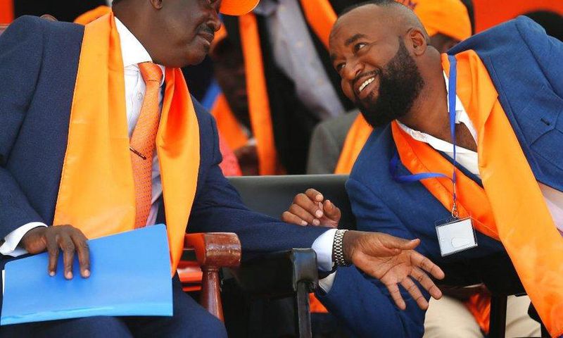 Opposition leader Raila Odinga with Mombasa Governor Hassan Joho