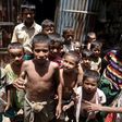 Muslim children playing in a refugee camp in Rakhine
