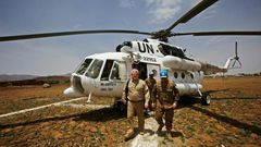 Steven Koutsis (L), the US envoy in Sudan, visited Darfur in June to assess security in the war-torn region