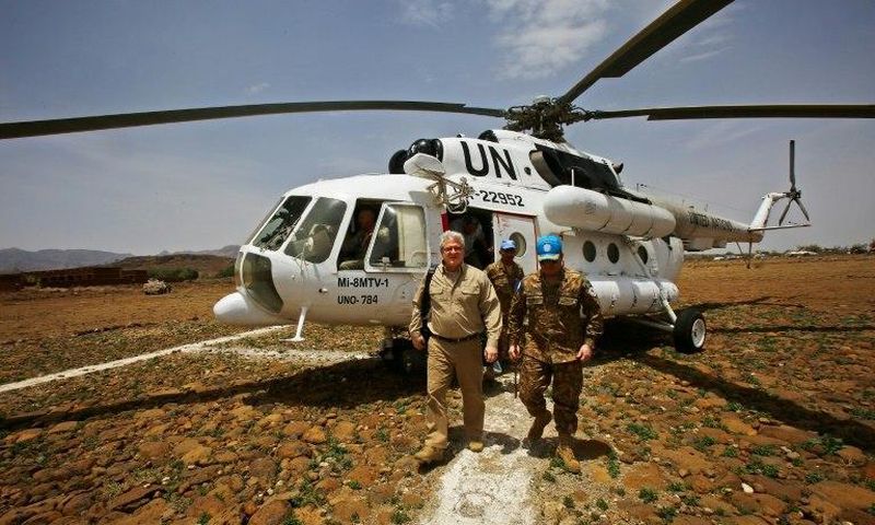 Steven Koutsis (L), the US envoy in Sudan, visited Darfur in June to assess security in the war-torn region
