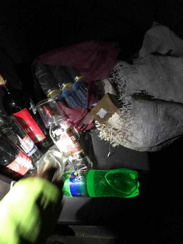 Alcohol found in the drunk driver's car