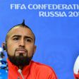 Chile's Arturo Vidal delivers a press conference at Krestovsky Stadium in Saint Petersburg, on July 1, 2017