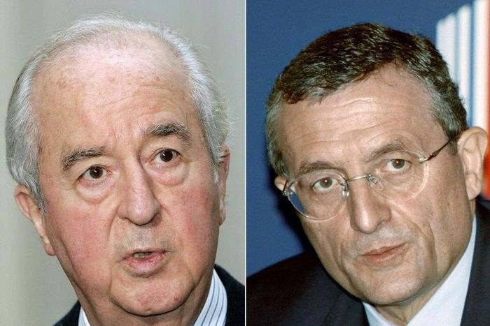 Francois Leotard (R) becomes the second former minister to be placed under formal investigation, a status roughly equivalent to being indicted, after ex-premier Edouard Balladur