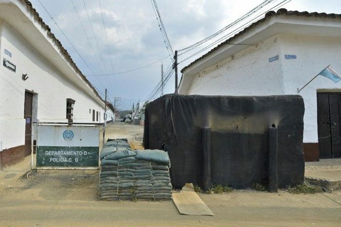 A police post in Caloto, department of Cauca, Colombia
