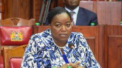 CS Monica Juma during a past appearance at Parliament
