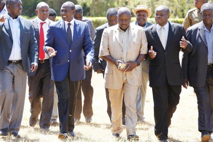 File image of DP William Ruto with a section of MPs who have openly declared support for his 2022 bid
