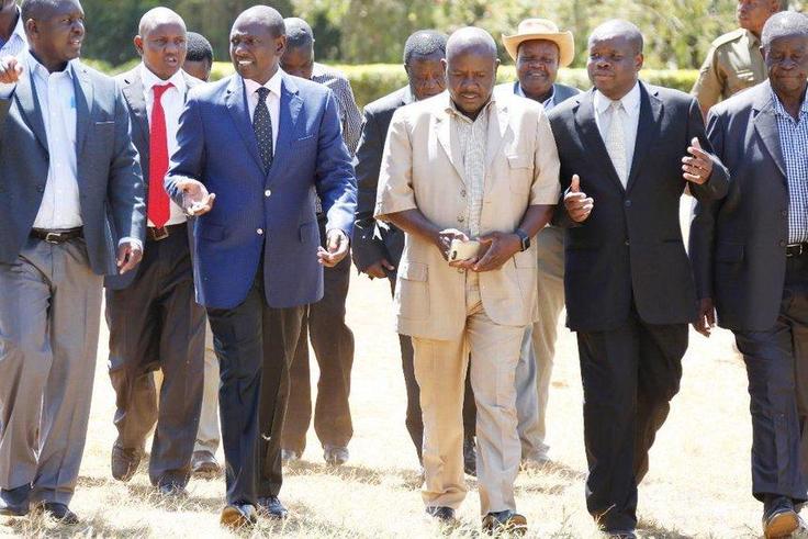 File image of DP William Ruto with a section of MPs who have openly declared support for his 2022 bid