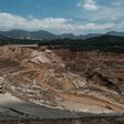 General view of the rebuilding site next to the collapsed iron ore waste dam of Brazilian mining company Samarco, in Mariana, Minas Gerais State, Brazil in 2016