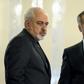 This file photo taken on April 3, 2015 shows Hossein Fereydoun (R) alongside Iranian Foreign Minister Javad Zarif at a news conference in Tehran