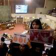 Activists participate in a pro-abortion demonstration inside Chile's National Congress on July 20, 2017