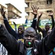 Opposition supporters march through Nairobi's Mathare slum, shouting 'Uhuru must go'
